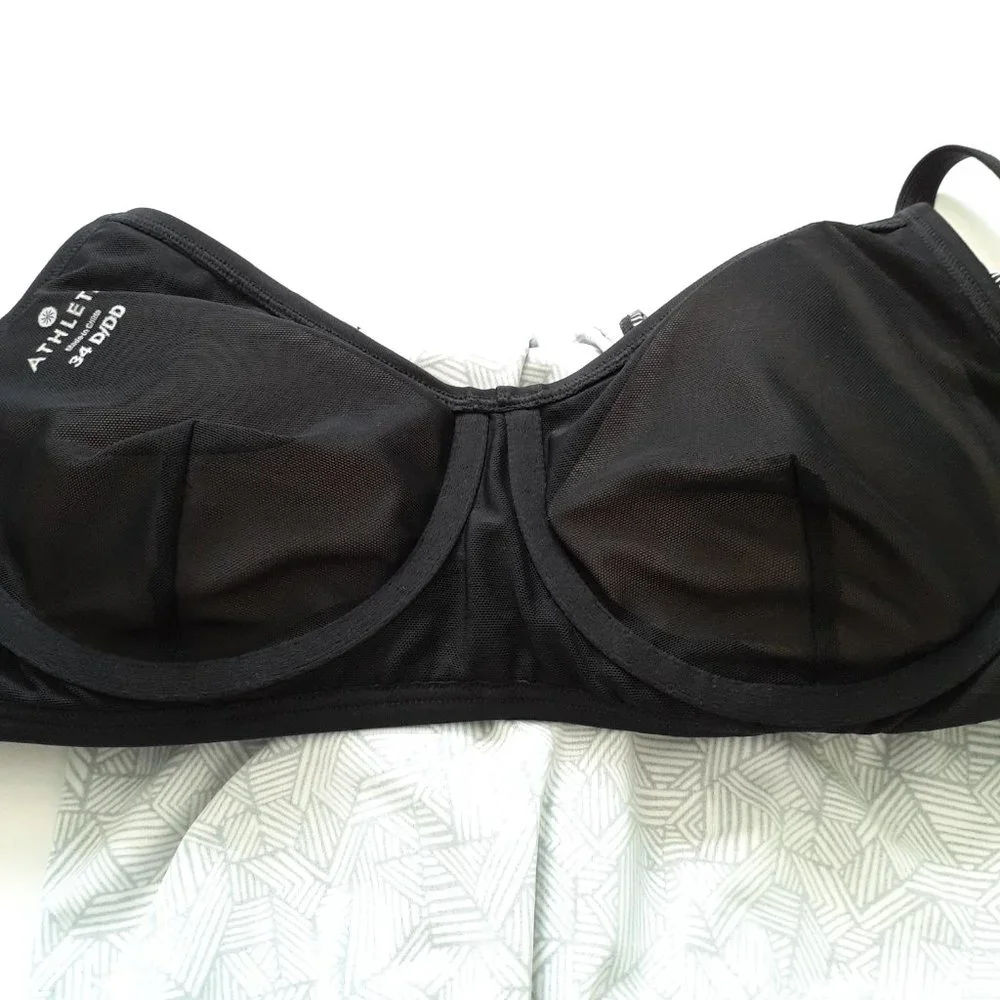 Athleta Laguna Side Scrunch Tankini Top Black & White Size 34D/DD